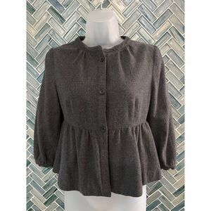 WOMENS BANANA REPUBLIC GRAY VIRGIN WOOL NYLON BLEND PEPLUM HEM SHORT‎ JACKET XS